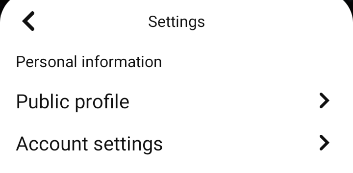 Account settings — Pinterest dark mode