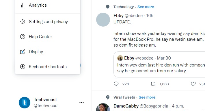 Enable Twitter dark mode - Display
