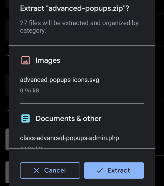 Extract zip files