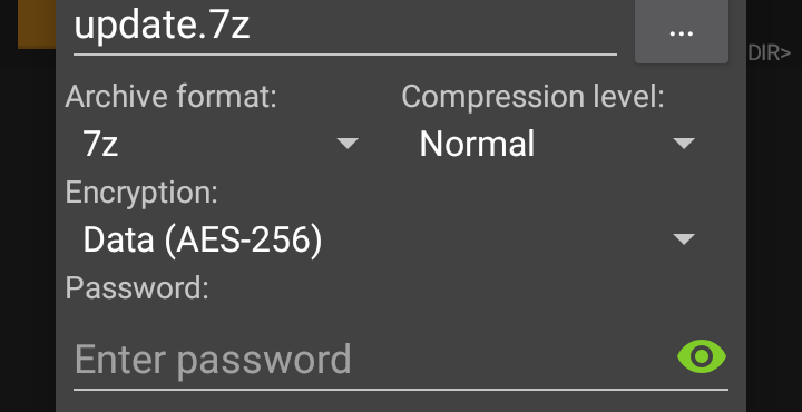 Compress folder on ZArchiver

