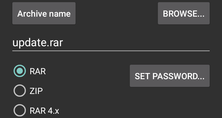 Rename Zip Files in RAR app