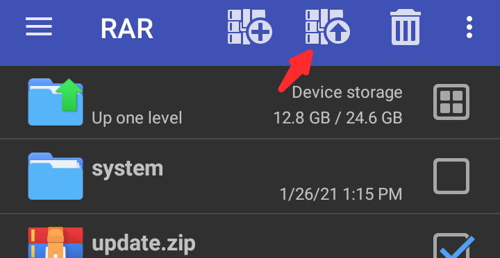 Unzip files on Android with RAR app
