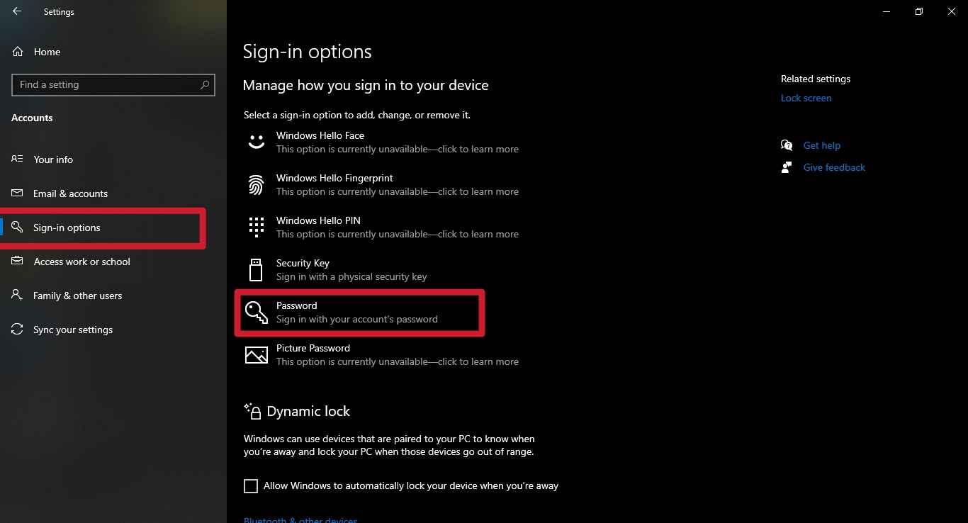 Tap on Password